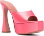 Amina Muaddi Dalida leather platform mules Pink - Thumbnail 2