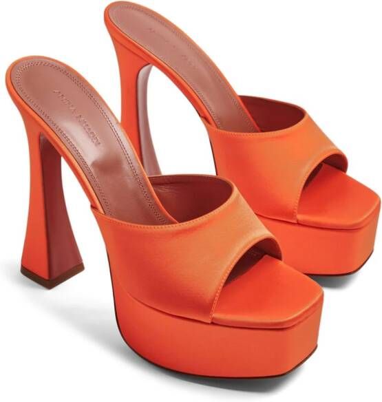 Amina Muaddi Dalida Satin 140mm platform sandals Orange