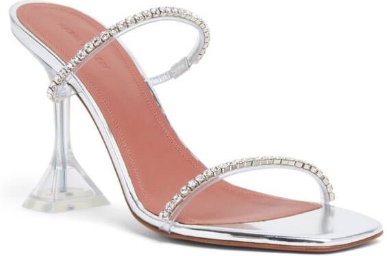 Amina Muaddi Gilda 95mm clear heel sandals Silver