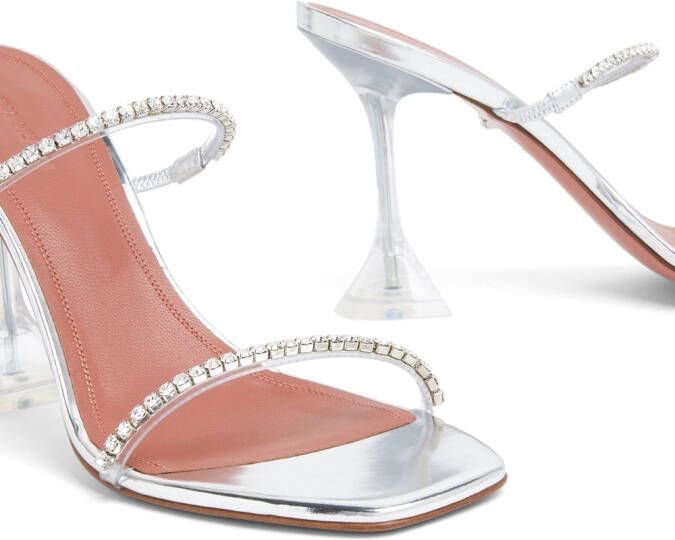 Amina Muaddi Gilda 95mm clear heel sandals Silver