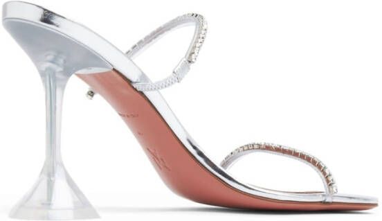 Amina Muaddi Gilda 95mm clear heel sandals Silver