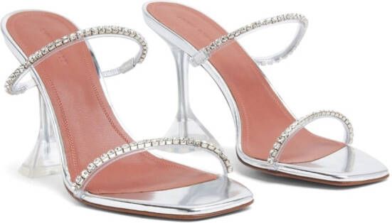 Amina Muaddi Gilda 95mm clear heel sandals Silver