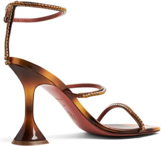 Amina Muaddi Gilda 95mm crystal-embellished sandals Brown