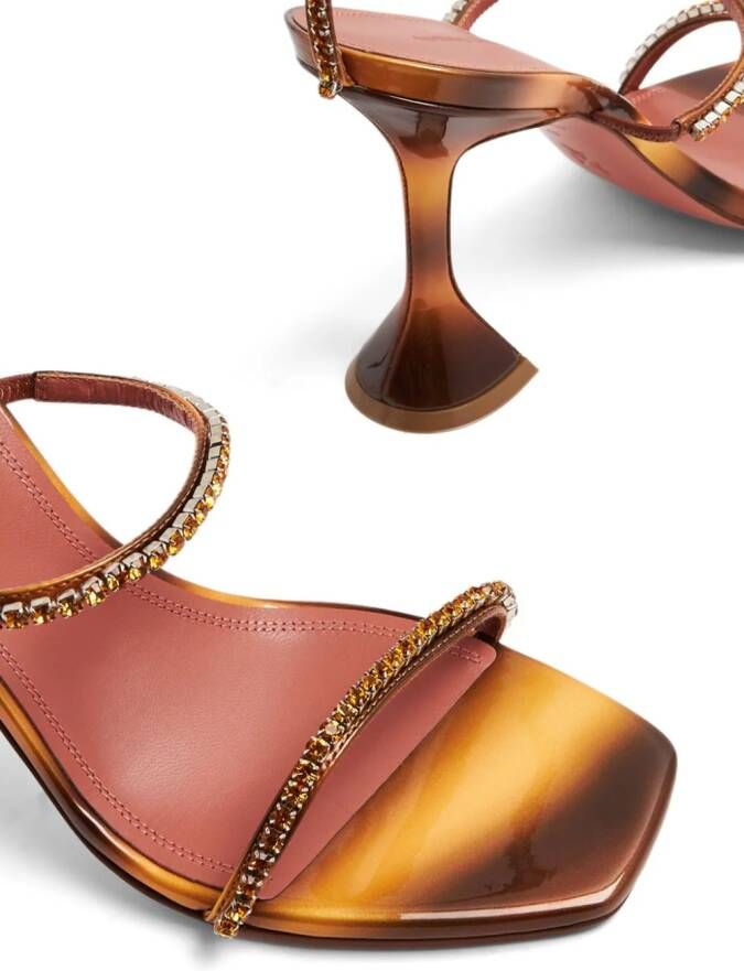 Amina Muaddi Gilda 95mm crystal-embellished sandals Brown