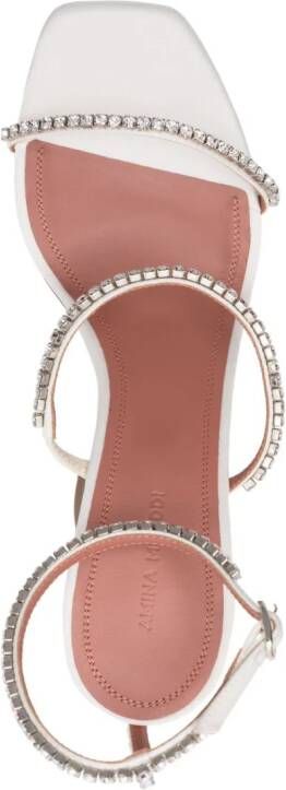Amina Muaddi Gilda 95mm crystal leather sandals White