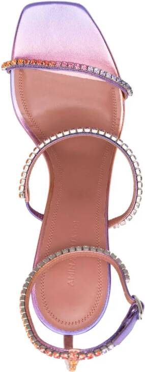 Amina Muaddi Gilda 95mm embellished leather sandals Purple