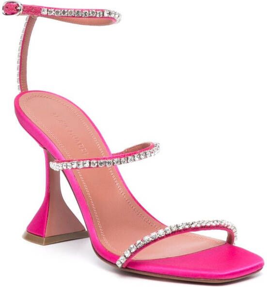 Amina Muaddi Gilda 95mm crystal-embellished sandals Pink