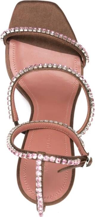 Amina Muaddi Gilda crystal embellished sandals Brown