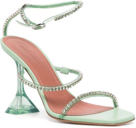 Amina Muaddi Gilda Glass crystal-embellished 70mm sandals Green