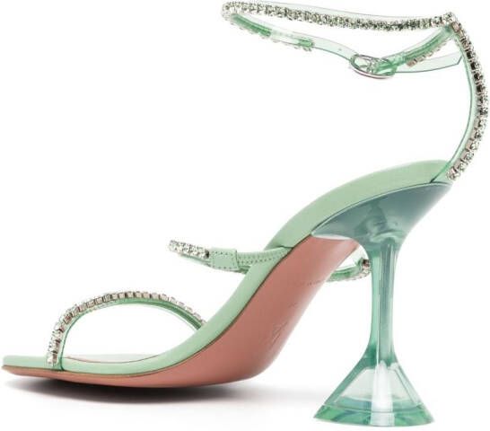 Amina Muaddi Gilda Glass crystal-embellished 70mm sandals Green