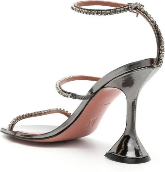 Amina Muaddi Gilda Mirror 95mm leather sandals Silver