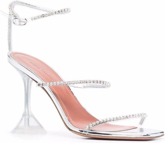 Amina Muaddi Gilda open-toe sandals Silver