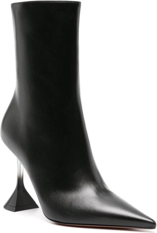 Amina Muaddi Giorgia Glass 95mm leather boots Black