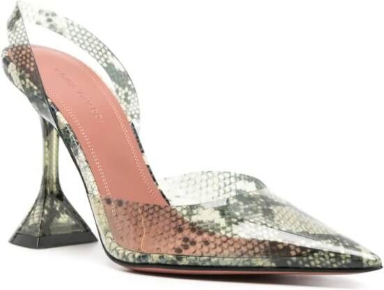 Amina Muaddi Holli Glass 95mm snakeskin-effect pumps Neutrals