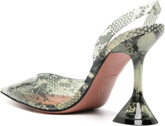 Amina Muaddi Holli Glass 95mm snakeskin-effect pumps Neutrals