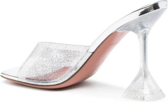 Amina Muaddi Lupita 95mm glitter-detail mules Silver
