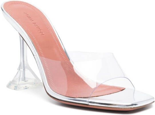 Amina Muaddi Lupita 95mm transparent mules Neutrals