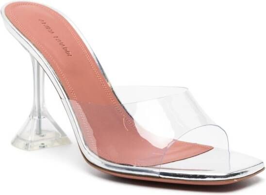 Amina Muaddi 95mm Lupita Glass transparent mules Neutrals