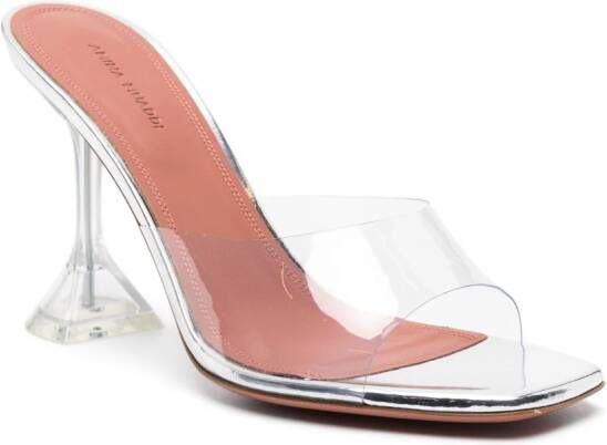 Amina Muaddi Lupita Glass 95mm transparent mules Neutrals