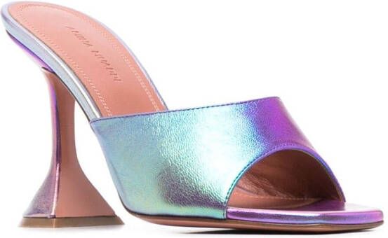 Amina Muaddi Lupita Metallic 75mm slippers Pink