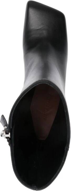 Amina Muaddi Marine 100mm leather ankle boots Black