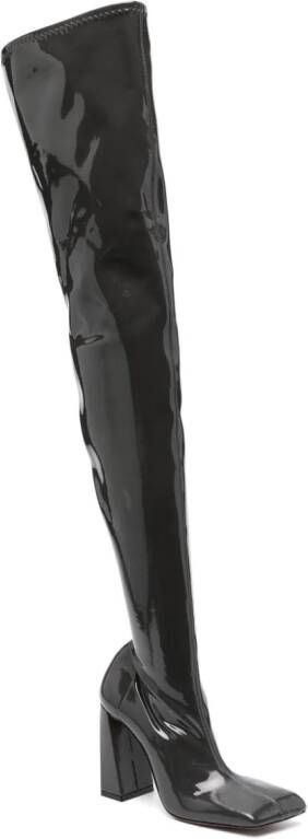 Amina Muaddi Marine 95mm asymmetric-toe boots Grey