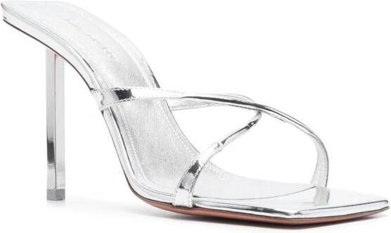 Amina Muaddi metallic high-heel sandals Silver