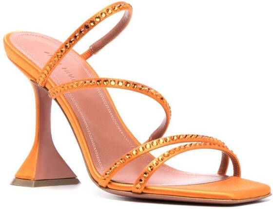 Amina Muaddi Naima crystal-embellished 105mm sandals Orange