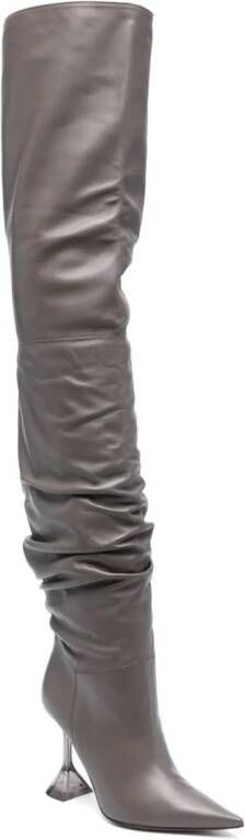 Amina Muaddi Olivia 95mm thigh-high boots Grey