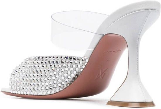 Amina Muaddi Paloma 95 mm crystal mules White