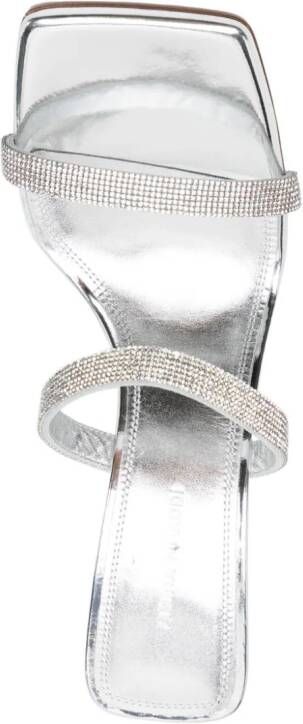 Amina Muaddi Rih 100mm crystal-embellished mules Silver