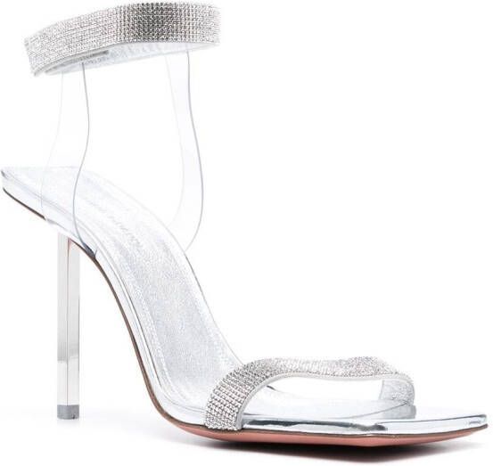 Amina Muaddi Rih 95mm crystal-embellished sandals Silver