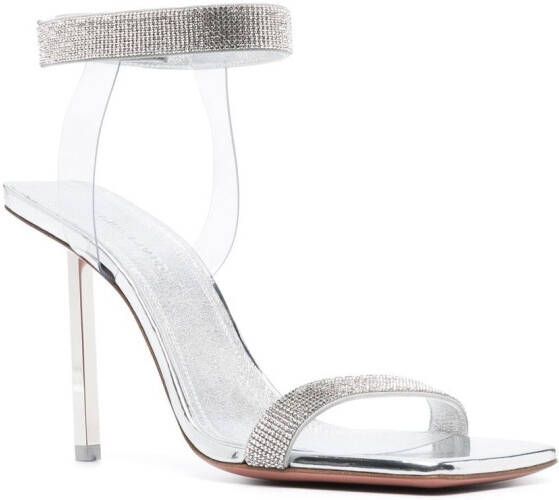 Amina Muaddi Rih 110mm crystal-embellished sandals Silver