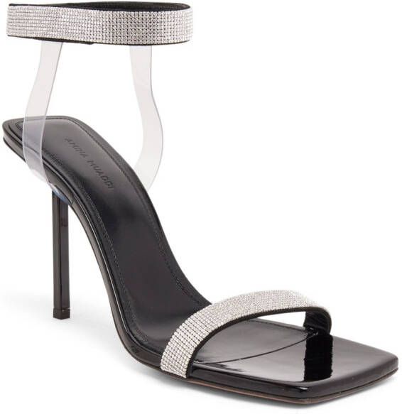Amina Muaddi Rih 95mm crystal-embellished sandals Black