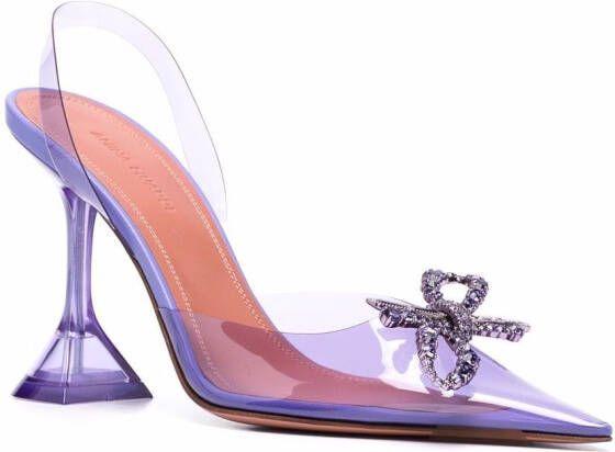 Amina Muaddi Rosie clear pointed toe pumps Purple