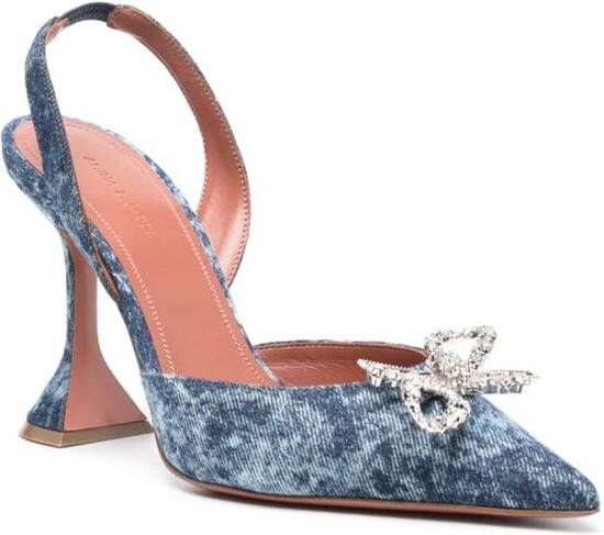 Amina Muaddi Rosie Sling 95mm denim pumps Blue