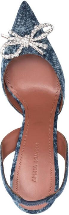 Amina Muaddi Rosie Sling 95mm denim pumps Blue