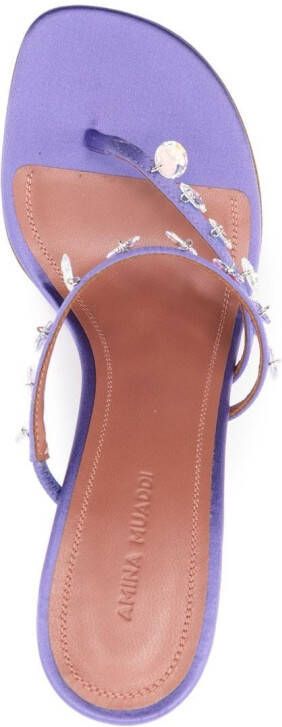 Amina Muaddi Tina 105 mm crystal sandals Purple