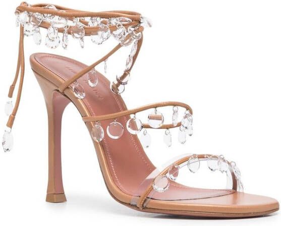Amina Muaddi Tina 115mm crystal-embellished sandals Brown