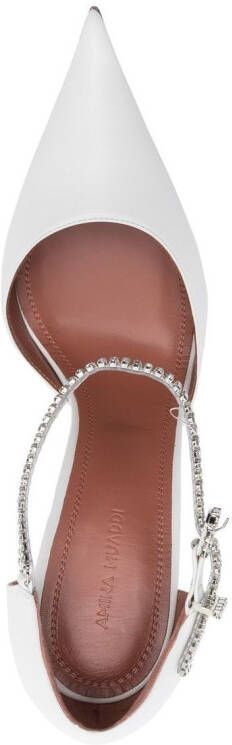 Amina Muaddi Ursina 95mm pointed-toe pumps White