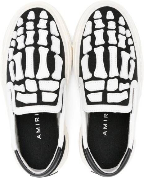AMIRI KIDS Bones canvas slip-on sneakers Black