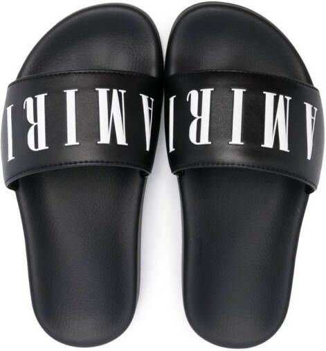 AMIRI KIDS logo-print open-toe slides Black