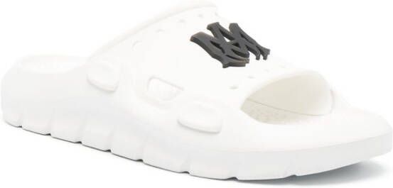 AMIRI logo-patch round-toe slides White