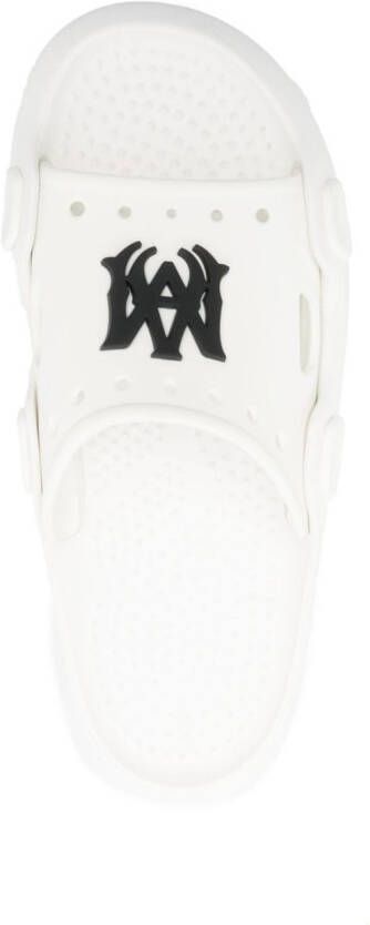 AMIRI logo-patch round-toe slides White