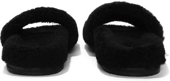 AMIRI logo-print fleece slippers Black