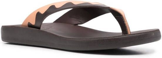 Ancient Greek Sandals Ammos two-tone leather flip-flops Brown