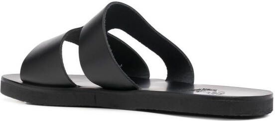 Ancient Greek Sandals Apteros cut-out leather slides Black