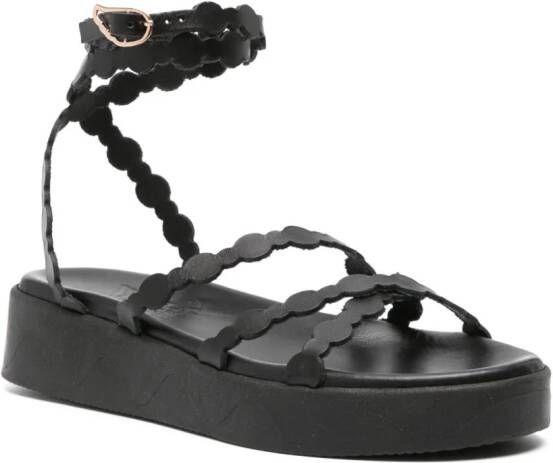 Ancient Greek Sandals Aspis flatform leather sandals Black