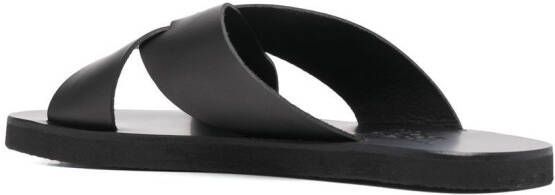 Ancient Greek Sandals Bios cross-strap leather slides Black