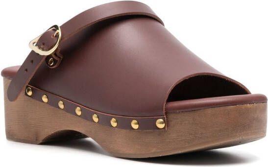 Ancient Greek Sandals buckled leather clogs Brown